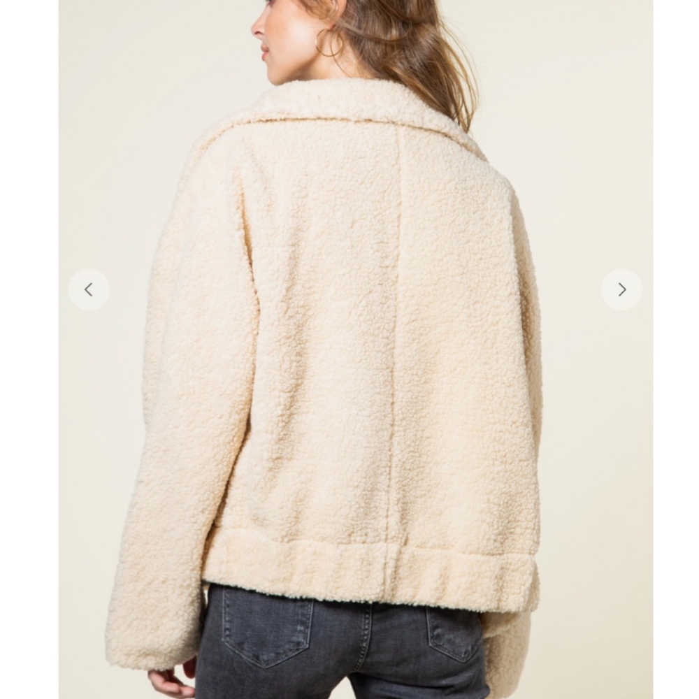 LAST 1❗️NEW IN By VERY J Cozy Chic Cream Sherpa Oversized Teddy Coat Jacket - Picture 6 of 9